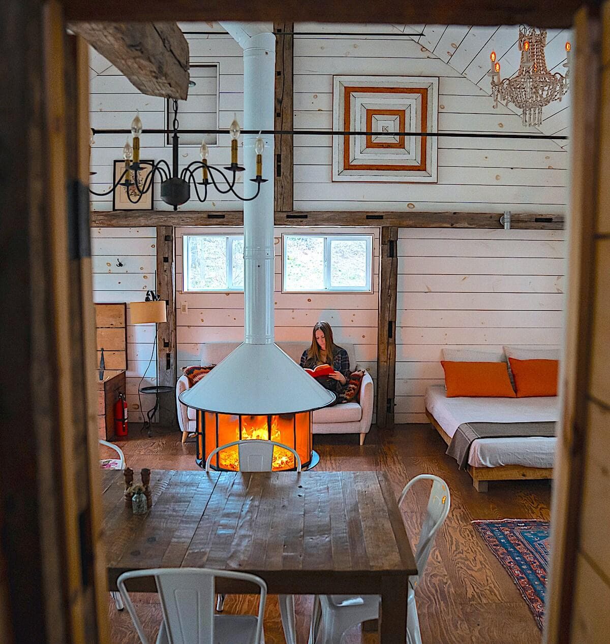 the coziest spot in the hudson river valley :-)   in a 1700 sq. foot (owner) restored barn.   photo credit: zak suhar